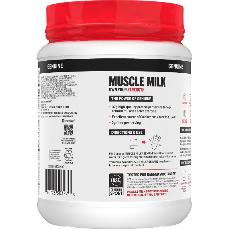 Muscle Milk Genuine Protein Powder - Chocolate - 30.9oz, 4 of 7