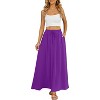 Women's High Waisted Pleated Flowy Maxi Skirt - Summer Casual with Pockets Purple - 2 of 4