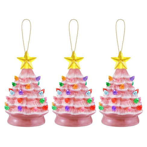 Northlight 5 Green Battery-operated Led Retro Ceramic Christmas Tree  Ornament : Target