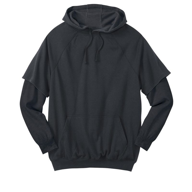 Boulder Creek by KingSize Men's Big & Tall Tall Thermal Waffle Lined Layered Look Hoodie by, 1 of 2