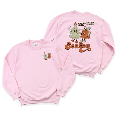 Simply Sage Market Women's Graphic Sweatshirt Retro Tis The Season Tree Front and Back