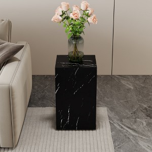 Maggift Patio End Tables, Texture Design Coffee Table for Living Room, Patio, Bedroom, Black, 11.8"*11.8"*19.6" - 1 of 4