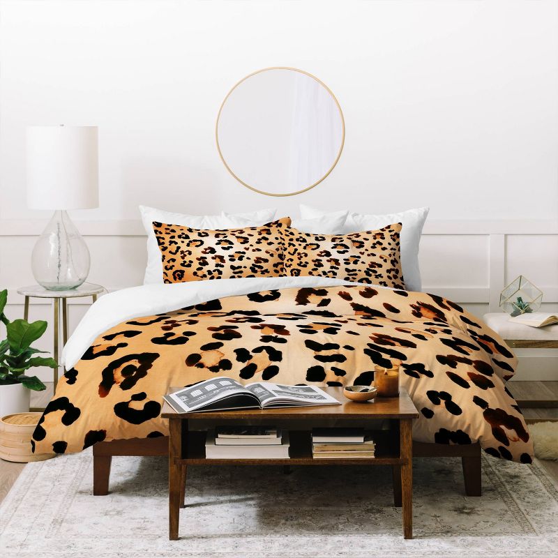King Amy Sia Animal Leopard Duvet Set Brown - Deny Designs, 3 of 8