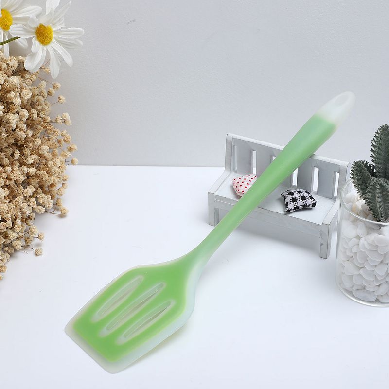 Unique Bargains Silicone Slotted Heat Resistant Egg Pancake Spatulas and Turners Green Clear 1 Pc, 4 of 5