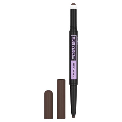 Maybelline New York Express Brow Satin Duo | Made with a packed sponge swiper that smoothest hairs and holds pigments - Dark Brown