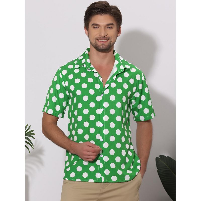 Lars Amadeus Men's Summer Polka Dots Short Sleeves Button Down Dress Shirts, 2 of 6