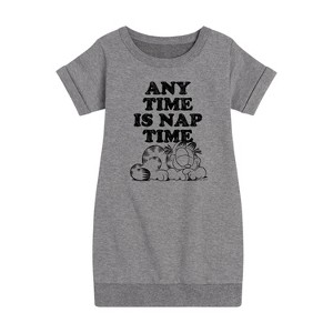 - Garfield - Nap Sketch Graphic Short Sleeve Fleece Dress - 1 of 3