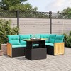 vidaXL 6 Piece Patio Sofa Set with Cushions - Black Poly Rattan without Storage - 2 of 4