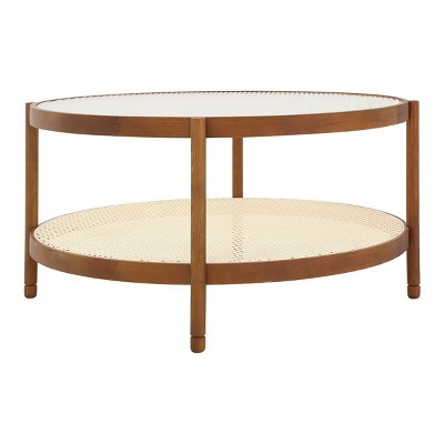 NicBex Modern 19.7" Round Coffee Table with Glass Top and Open Shelf for Living Room and Bedroom