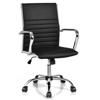 Costway PU Leather Office Chair High Back Conference Task Chair w/Armrests