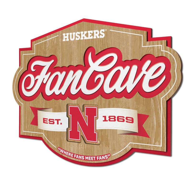 NCAA Nebraska Cornhuskers Fan Cave Sign - 3D Multi-Layered Wall Display with Official Team Colors, 1 of 5