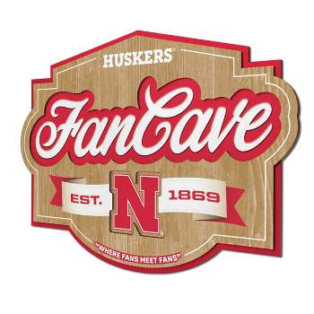 NCAA Nebraska Cornhuskers Fan Cave Sign - 3D Multi-Layered Wall Display with Official Team Colors
