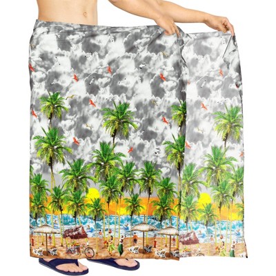 HAPPY BAY Men's Beachwear Wraps Swim Bath Trunk Swimsuit Regular Surfing Swimwear Summer Sarong Long Pareo Beach Wrap One Size Gray, Tree