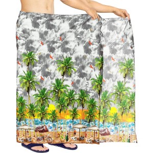 HAPPY BAY Men's Beachwear Wraps Swim Bath Trunk Swimsuit Regular Surfing Swimwear Summer Sarong Long Pareo Beach Wrap One Size Gray, Tree - 1 of 4