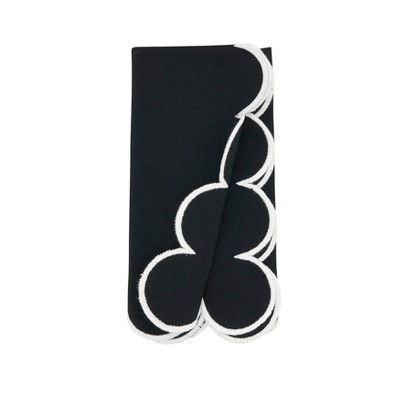 Black Cotton Scalloped Hem Napkin Set of 4, 20"
