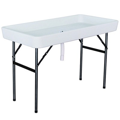White Portable Folding Ice Bin Table with Skirt