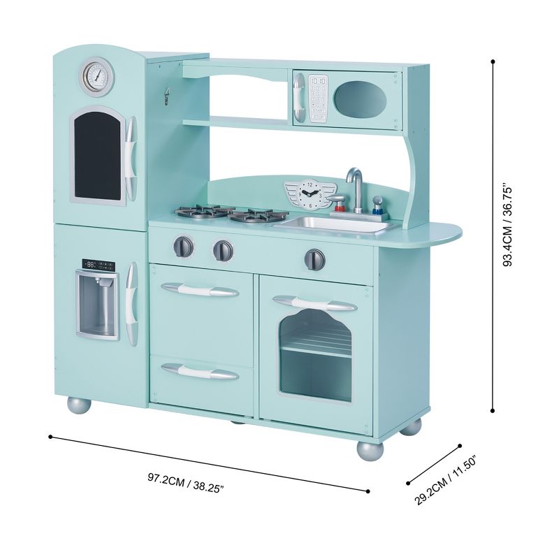 Mint Wooden Toy Kitchen with Fridge Freezer and Oven by Teamson Kids TD-11414M, 4 of 13