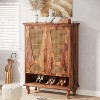 ORRD Rattan Shoe Cabinet with Ventilated Doors, 5-Tier Natural Wood Storage Organizer, 350lb Top & Adjustable Shelves for Entryway, Hallway - 2 of 4