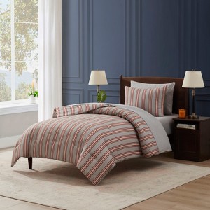 Nestl Comforter Set, 7pc Bed in a Bag, Modern Comforter Sets with Sheets, Striped Design Bed Set - 1 of 4