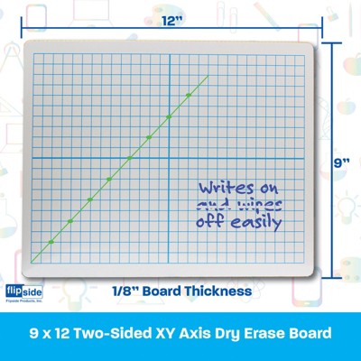 Flipside Dry Erase XY Axis Lap Boards - Set Of 24, Two-Sided With Blue Grid & Plain White, 9x12 Inches