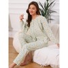 INSPIRE CHIC Women's Cotton Pajamas Long Sleeve Round Neck Button Down Floral Set with Pocket - 3 of 4