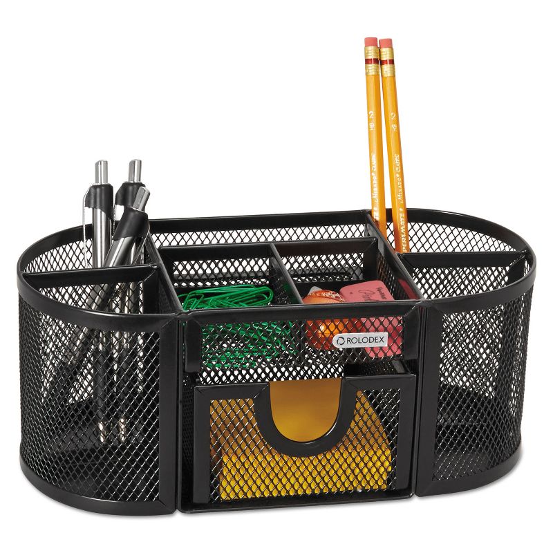 Rolodex Mesh Pencil Cup Organizer Four Compartments Steel 9 1/3 x 4 1/2 x 4 Black 1746466, 2 of 5