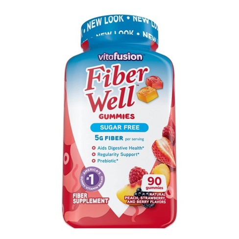 Vitafusion Fiber Well Gummies - Peach, Strawberry & Berry - 90ct - image 1 of 4