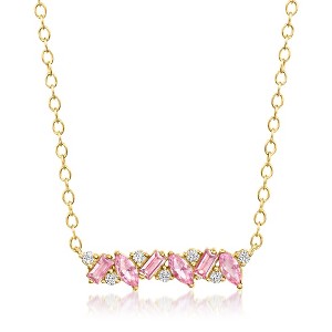 Pure Collection by Ross-Simons 0.30 ct. t.w. Lab-Grown Pink Sapphire Necklace With Lab-Grown Diamonds in 18kt Gold Vermeil Size 16 - 1 of 4