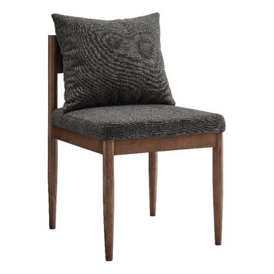 Modway  Remington Mid-Century Modern Wood and Fabric Dining Room Side Chair in Charcoal with Open Back and Elm Wood Frame
