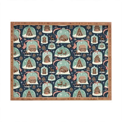 Heather Dutton Gingerbread Village Blue Rectangular Tray -Deny Designs