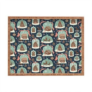 Heather Dutton Gingerbread Village Blue Rectangular Tray -Deny Designs - 1 of 2