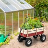 Costway Outdoor Wagon Pulling Children Kid Garden Cart with Wood Railing Red 330lbs - 4 of 4