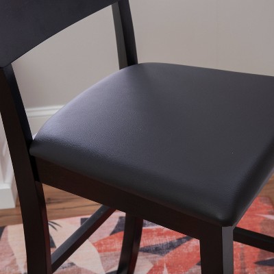 Torino 31" Solid Back Black Wood and Faux Leather Barstool