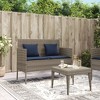 vidaXL Outdoor Patio Bench with Storage and Cushions - Gray Poly Rattan, Powder-Coated Steel Frame, Navy Blue Polyester Cover - 3 of 4