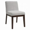 Royal Hampton Side Dining Chair Set of 2, Soft Gray Linen, Dark Brown Wood - 2 of 4