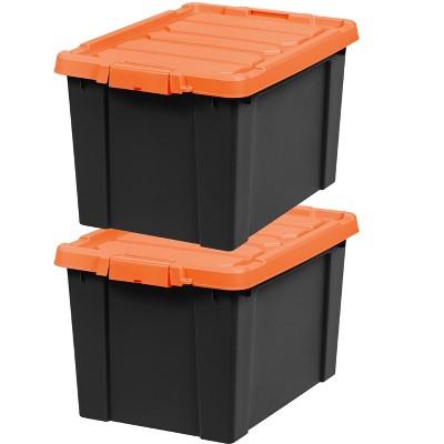 Iris Usa 3pack 5gal Heavy Duty Plastic Storage Bins With Durable Lid And  Secure Latching Buckles, Orange : Target