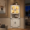 Corner Cabinet with Lights, Tall Corner Storage Cabinet with Glass Door, Adjustable Shelves, for Living Room, Kitchen, Bathroom - 3 of 4