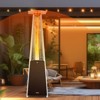 VEVOR Patio Heater for Outdoor Use, 48000BTU Pyramid Propane Heater w/Wheels, Quartz Glass Tube Outdoor Patio Flame Heater for Patio,Bronze - 2 of 4