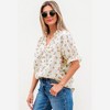 Amaryllis Women’s Embroidered Eyelet Floral Short Sleeve Blouse V-Neck with Ruffle Cuffs Relaxed Fit Lightweight - 2 of 4