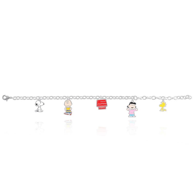 Peanuts Snoopy and Friends Silver Flash Plated Charm Gift Bracelet, 7.5", 4 of 5