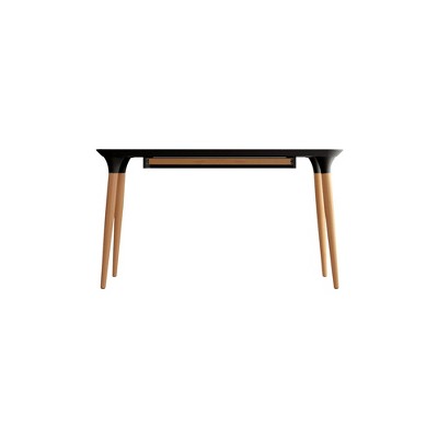 Black and Cinnamon Wood Office Desk with Drawer