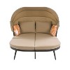 Dolly PE Wicker Patio Daybed with Retractable Canopy, Loveseat Sofa with Cushions, Outdoor Furniture, Tanning Near Me - Maison Boucle - 2 of 4