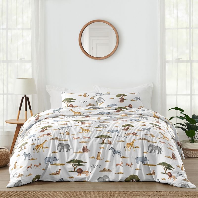 Sweet Jojo Designs Full/Queen Comforter Bedding Set Jungle Animals Multicolor 3pc, 1 of 8