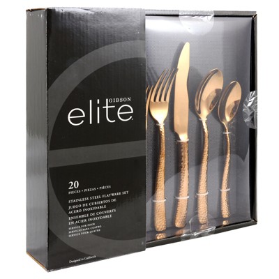 Photo 1 of Gibson Elite Stonehenge 20 Piece Flatware Set in Rose Gold