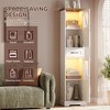 68" Tall Storage Cabinet with LED Lights, Narrow Hutch Cabinet, White - 4 of 4