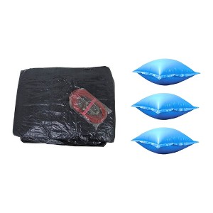 Swimline 24 Foot Round Swimming Pool Winter Cover and 3 4x4 Air Closing Pillows - 1 of 4