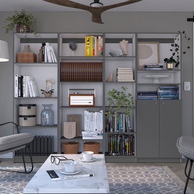 NicBex Bookcases for Home Office 3 Piece Bookcase Set 67" Wide Storage Bookshelf with 11 Shelves and 2 Double-Door Cabinet