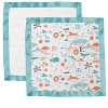 Bacati - Jungle Safari Camo Boys Muslin 2 pack Security Blankets Aqua Orange Gray - 3 of 4