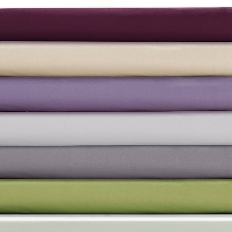 3pc 350 Thread Count Cotton Percale Solid Duvet Cover Set - Tribeca Living, 3 of 5