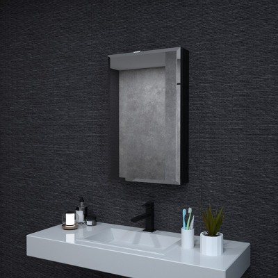 HBEZON Medicine Cabinet with Mirrors, Recess/Wall Mount Bathroom Cabinet, Adjustable Shelves, Soft-Close Hinge, Rectangular, Aluminum
